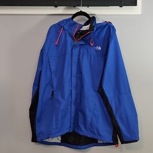 The North Face Blue and Black Rain Jacket with Removable Hood